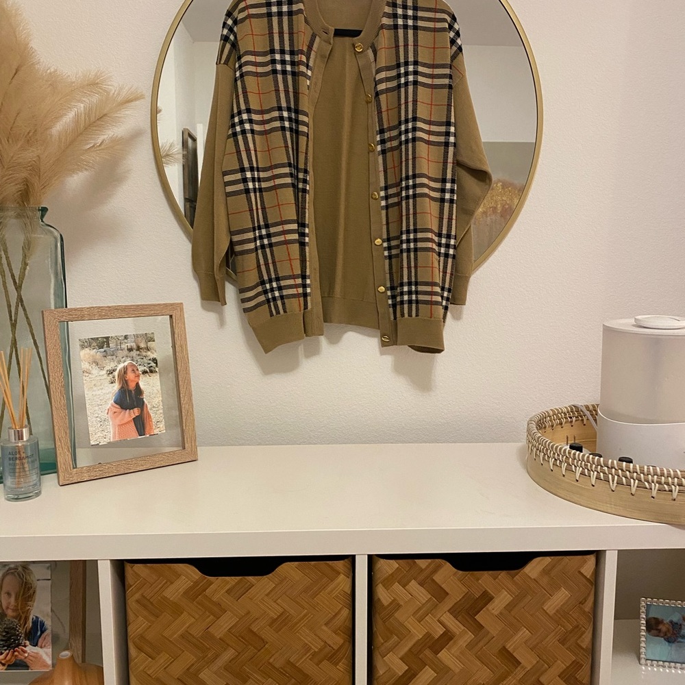 Authentic Vintage BURBERRY lambs wool NOVA CHECK sweater EUC Scotland XL